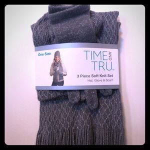 Winter set. Scarf, hat, and gloves.